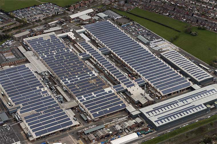 Solar panels on factory